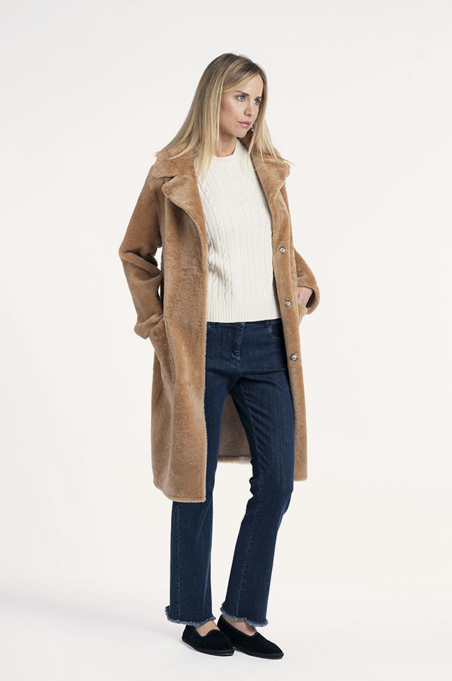 Montone lungo shearling reversibile